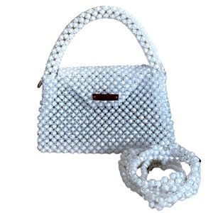 Handmade Women's Mini Handbag in transparent white acrylic Crystal | Crossbody